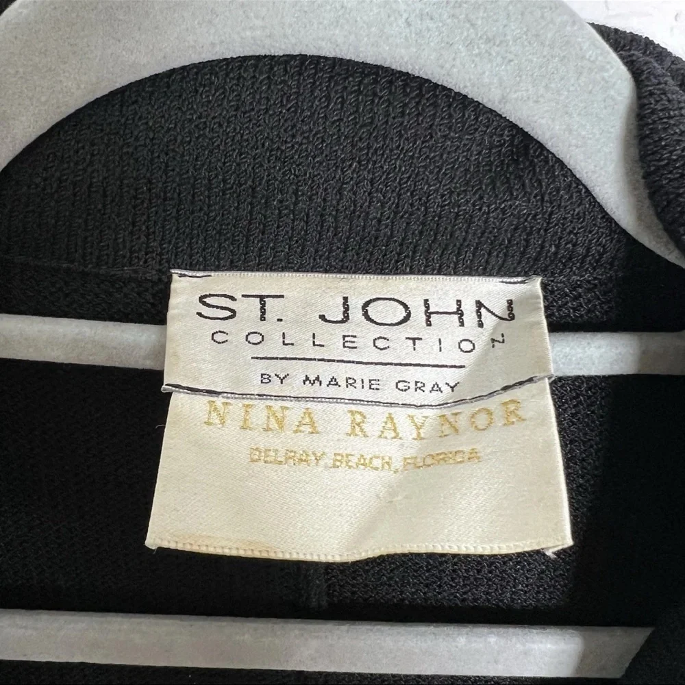 St. John Santana Knit Long Blazer Jacket Women 8 Luxury Old Money Black